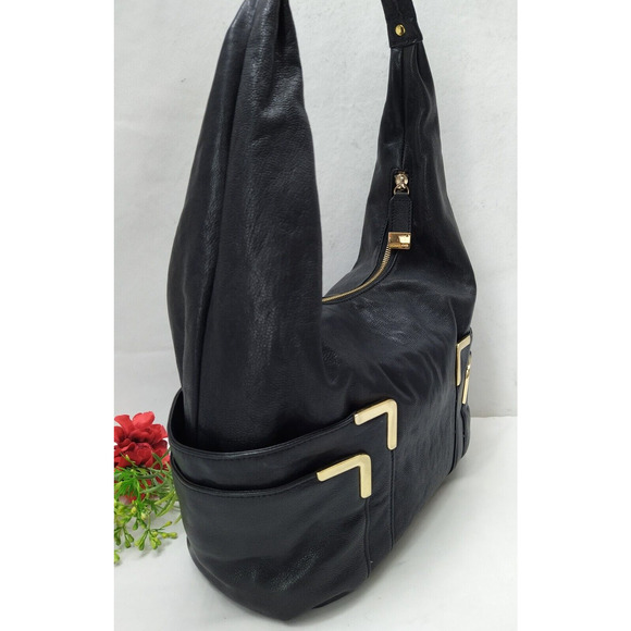 Michael Kors Black Leather Pockets Zipper Closure Hobo Shoulder Bag - Picture 16 of 16